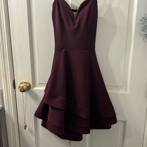 Maroon Skater Strapless Dress